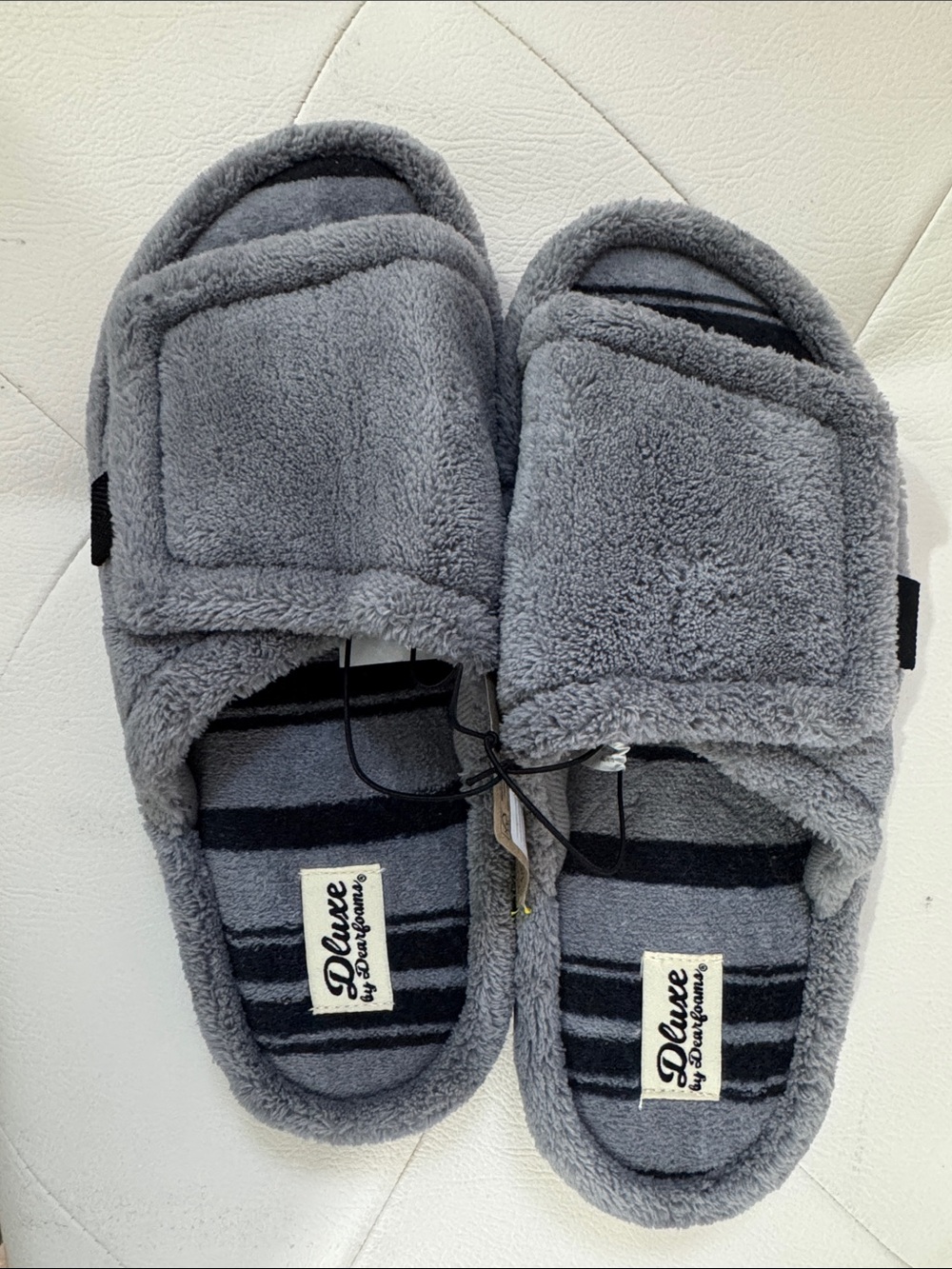 Luxe Kids Plush Gray Adjustable Slide Slippers